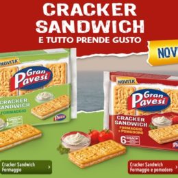 Gran Pavesi lancia i nuovi cracker sandwich ripieni formaggio e pomodoro: le calorie sono forse troppe ma il prezzo è accettabile