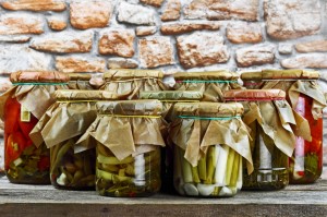 Jars with vegetables colorful