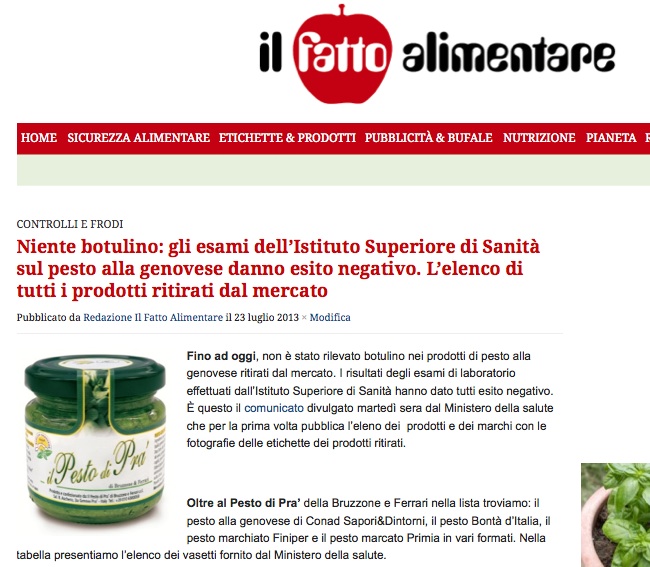 articolo pesto botulino
