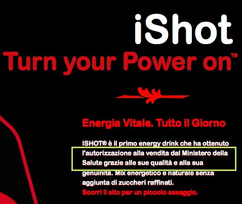 ishot energy drink ministero