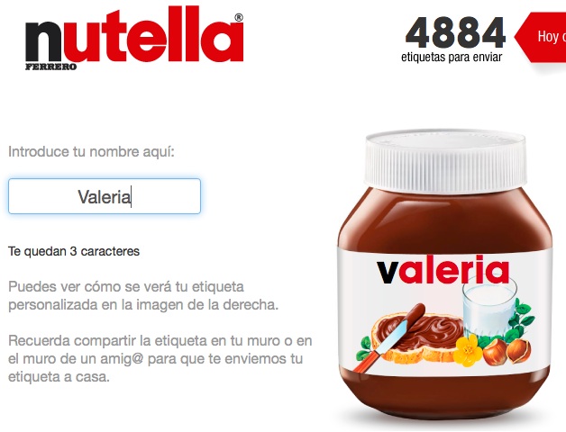 nutella personalizzata valeria