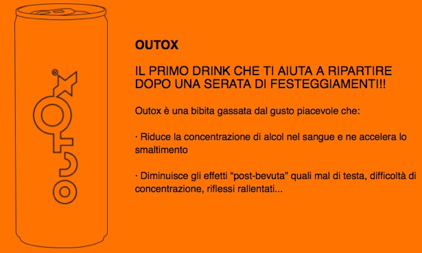 outox energy drink alcol post sbronza