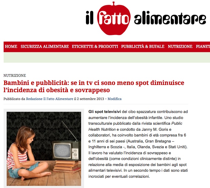 articolo bambini pubblicità