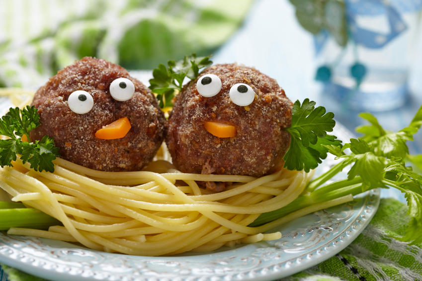 Spaghetti with meatballs for kids