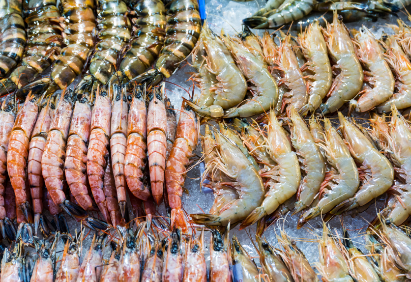 Fresh assorted prawn