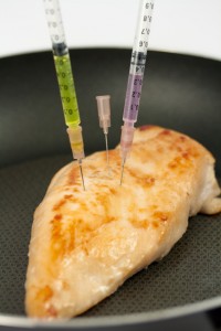 Turkey breast with syringes