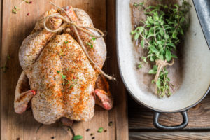 Chicken with herbs just before cooking