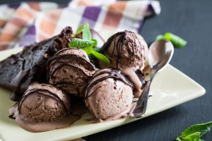 Chocolate ice cream with brownie