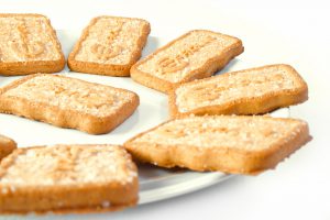 A dish with fragrant cookies oven baked