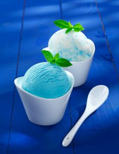 Servings of blue Italian icecream