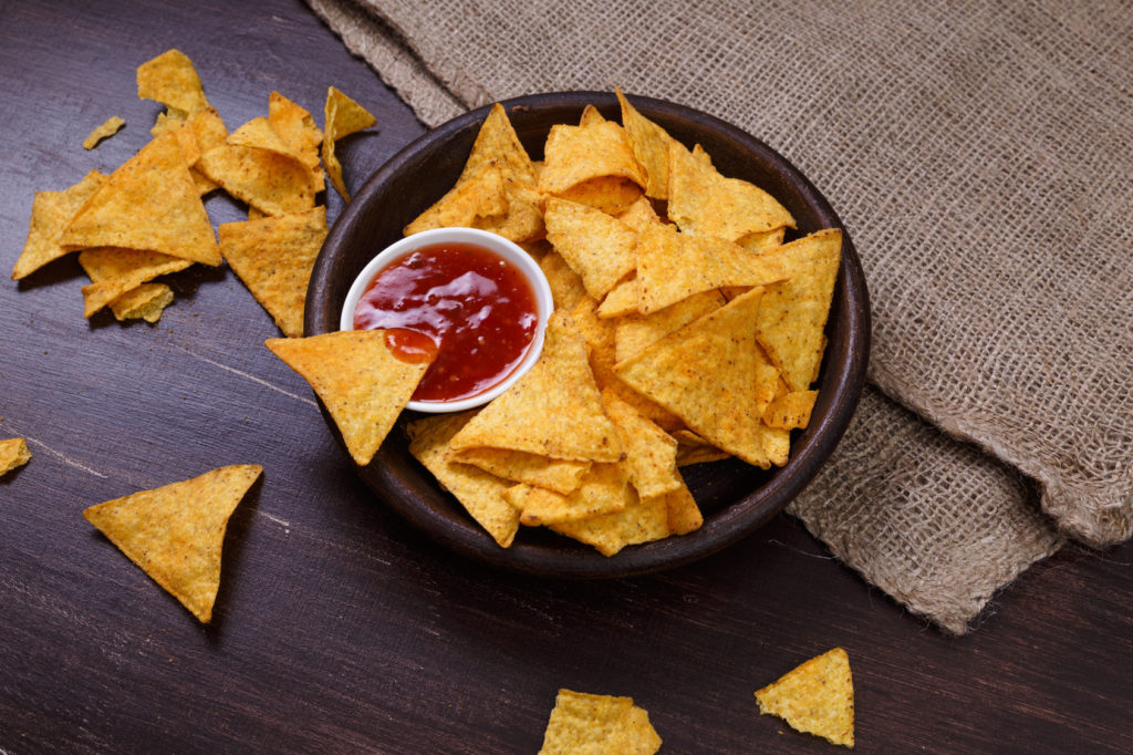 Nachos chips. Delicious salty tortilla snack.